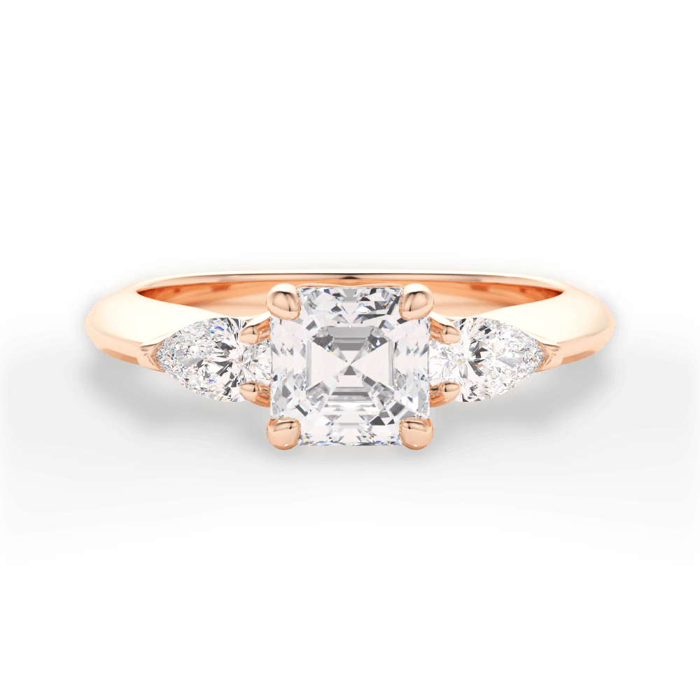 Kristin Asscher Cut Lab Grown Diamond 18Kt Rose Gold Engagement Ring