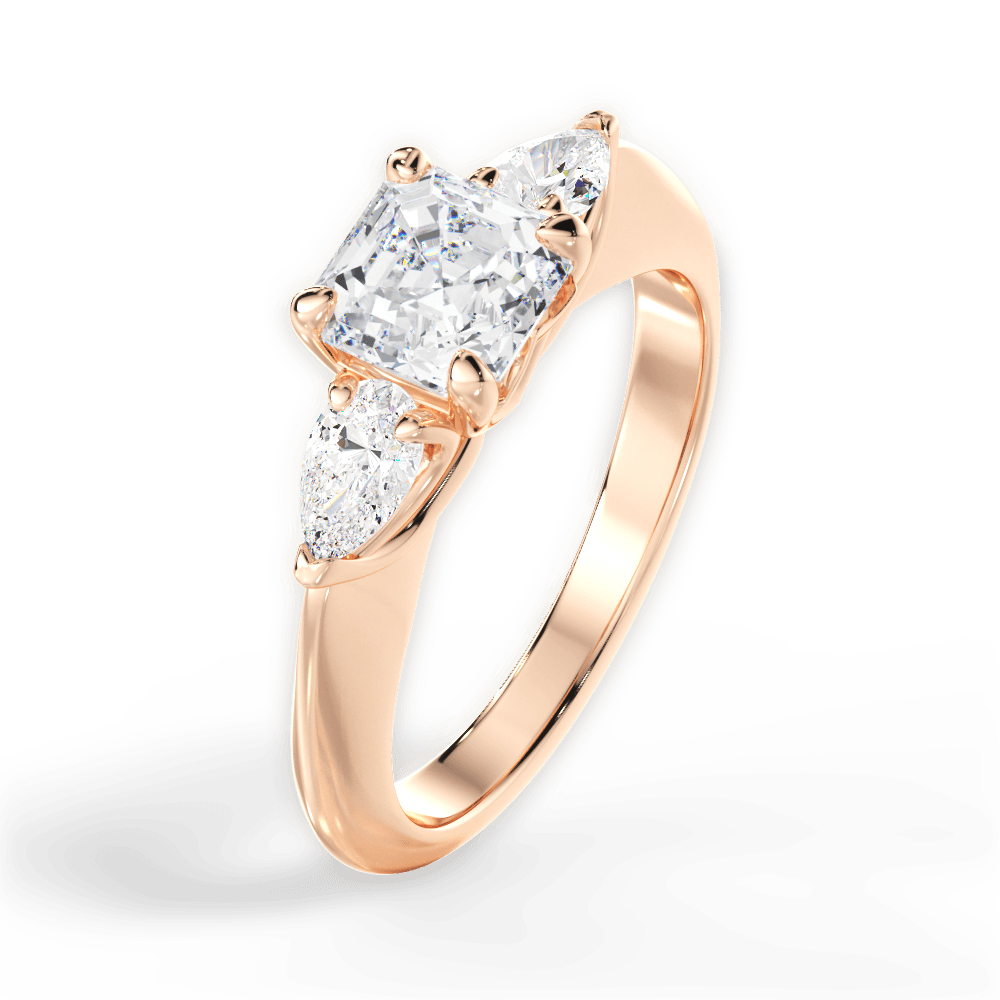 Kristin Asscher Cut Lab Grown Diamond 18Kt Rose Gold Engagement Ring - View 3
