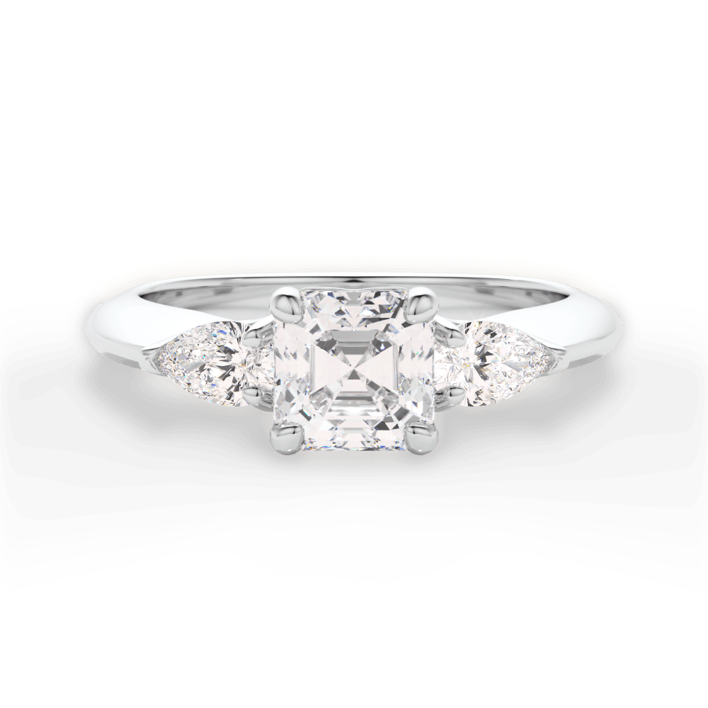 Kristin Asscher Cut Lab Grown Diamond Platinum Engagement Ring