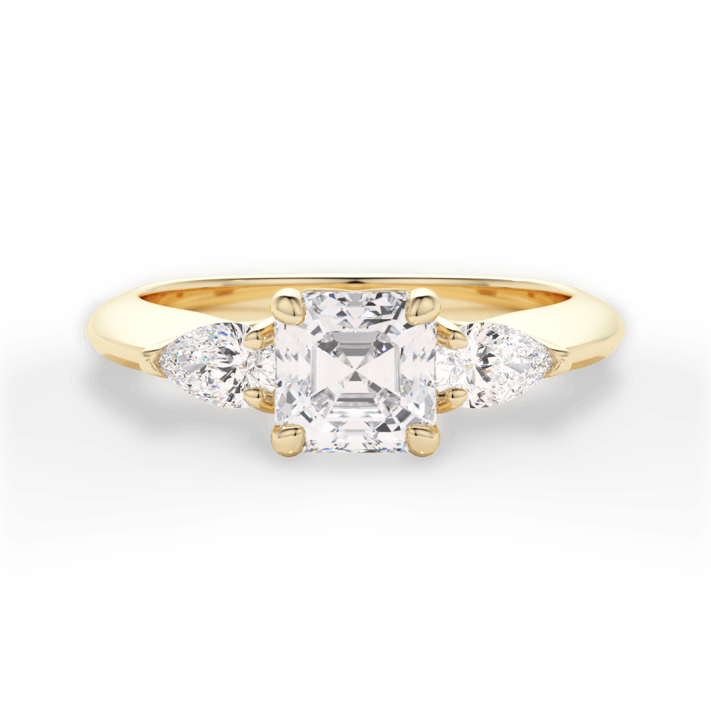 Kristin Asscher Cut Lab Grown Diamond 18Kt Yellow Gold Engagement Ring