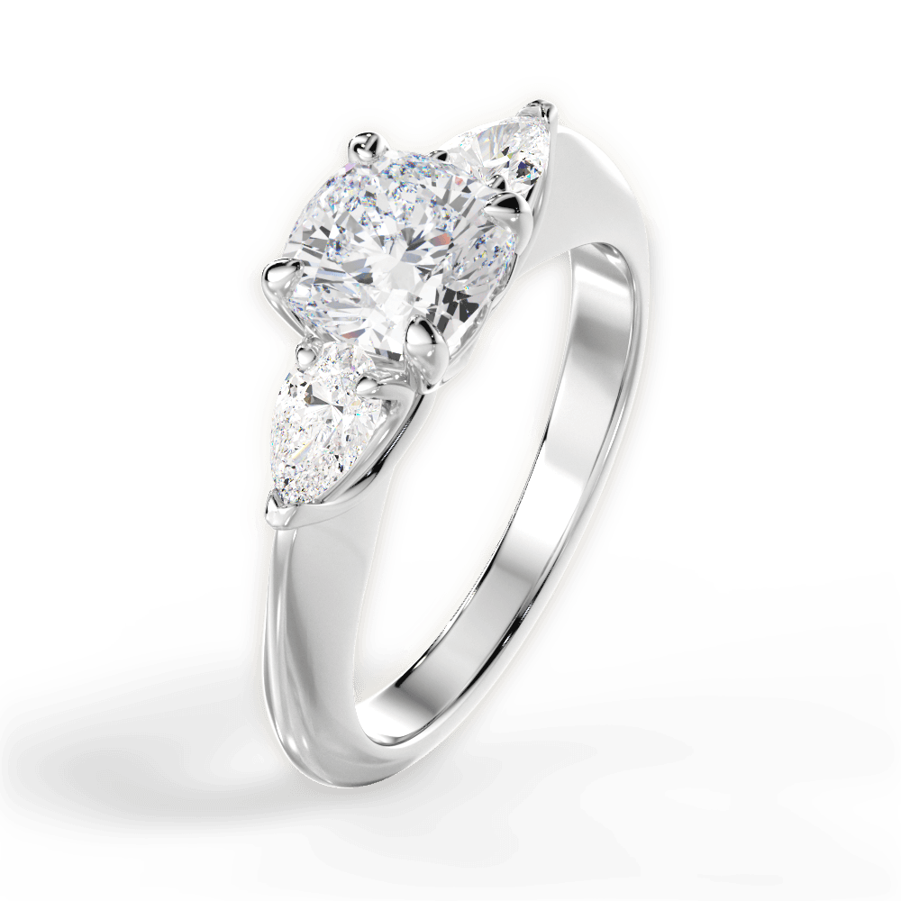 Kristin Cushion Cut Lab Grown Diamond 18Kt White Gold Engagement Ring - View 4