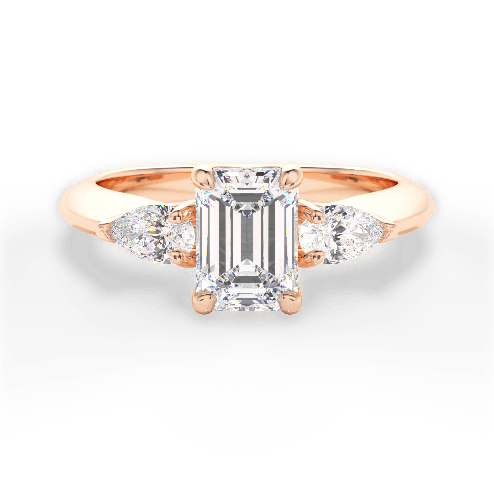 Kristin Emerald Cut Lab Grown Diamond 18Kt Rose Gold Engagement Ring