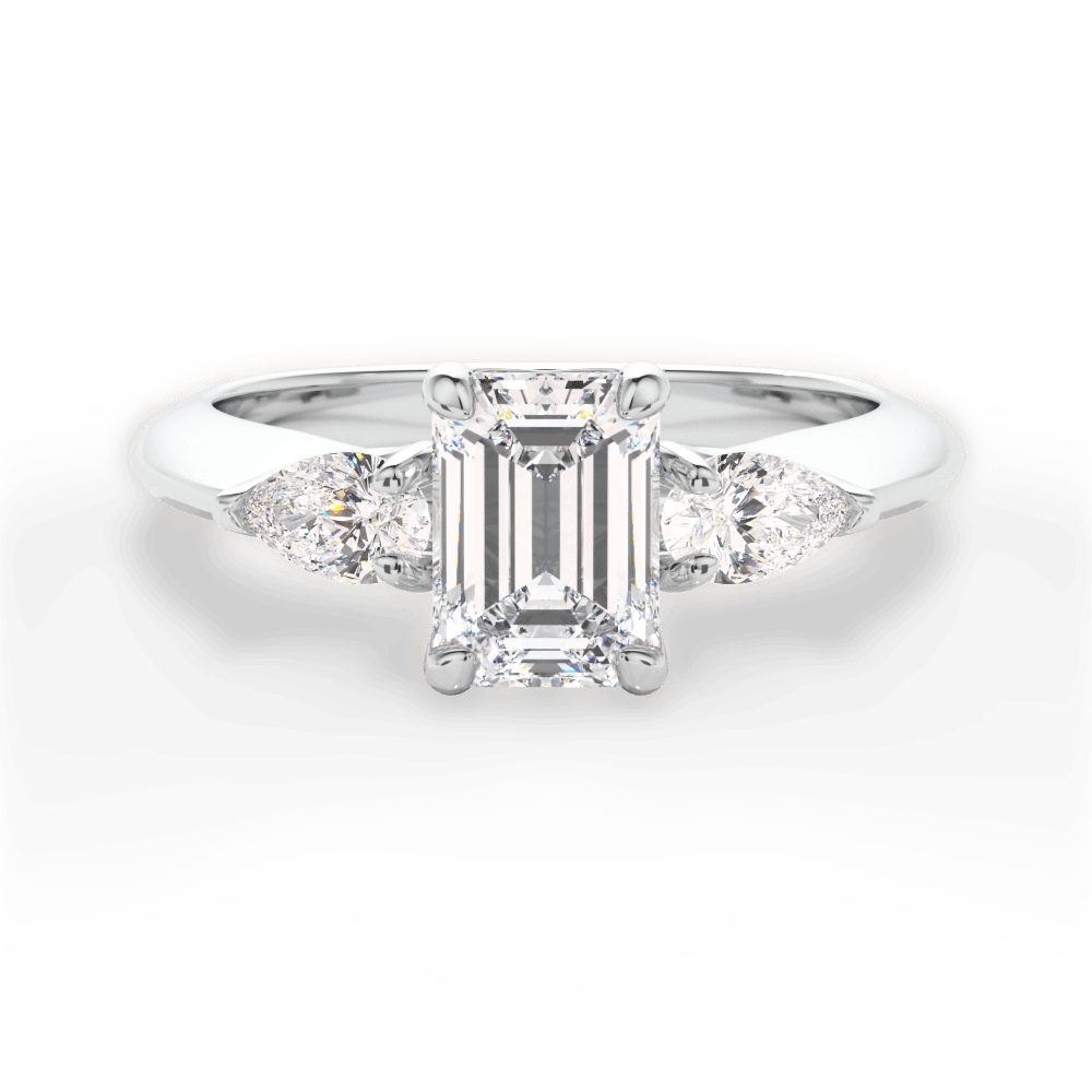 Kristin Emerald Cut Lab Grown Diamond 18Kt White Gold Engagement Ring