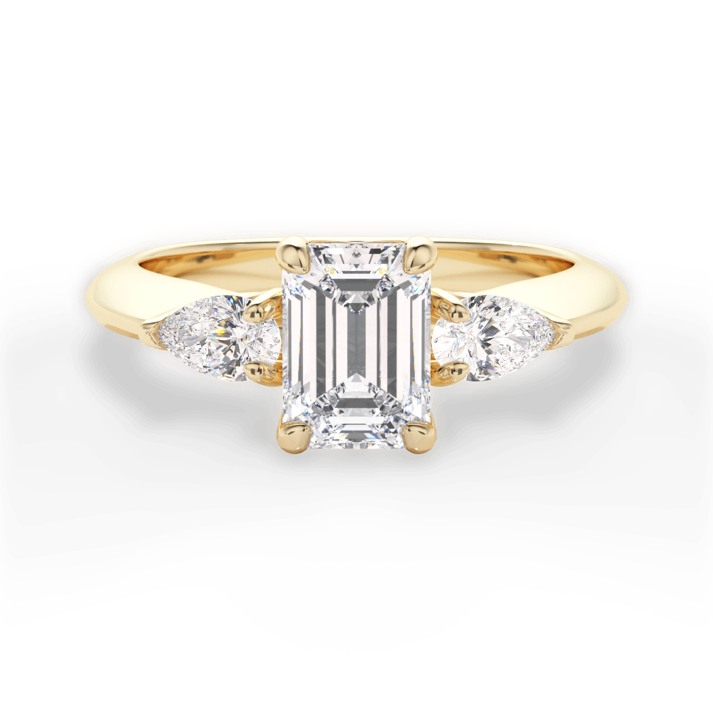 Kristin Emerald Cut Lab Grown Diamond 18Kt Yellow Gold Engagement Ring