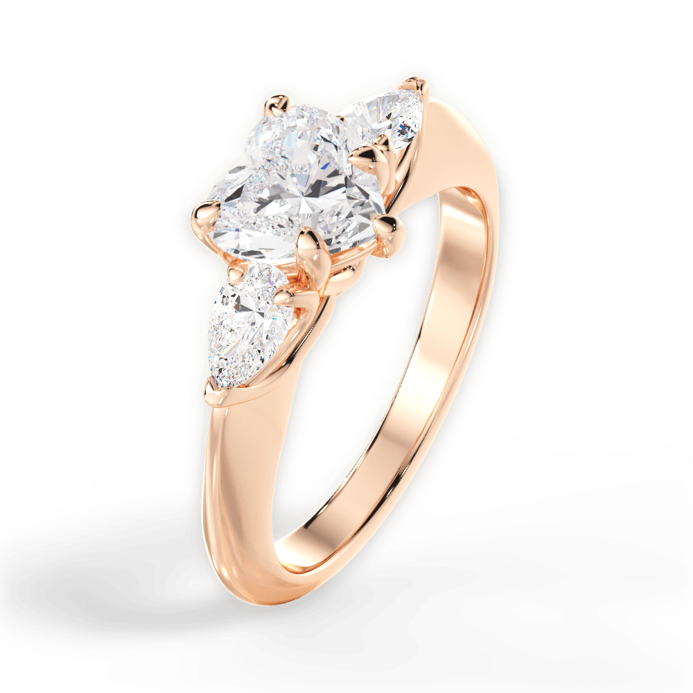 Kristin Heart Cut Lab Grown Diamond 18Kt Rose Gold Engagement Ring - View 3