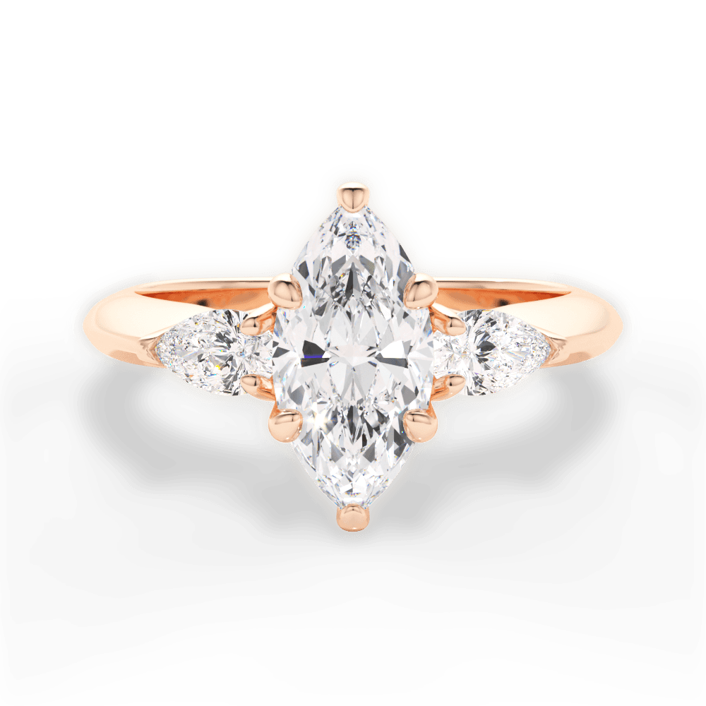 Kristin Marquise Cut Lab Grown Diamond 18Kt Rose Gold Engagement Ring
