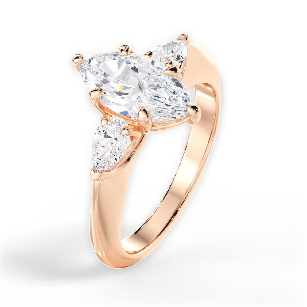 Kristin Marquise Cut Lab Grown Diamond 18Kt Rose Gold Engagement Ring - View 3