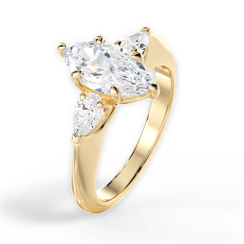 Kristin Marquise Cut Lab Grown Diamond 18Kt Yellow Gold Engagement Ring - View 3