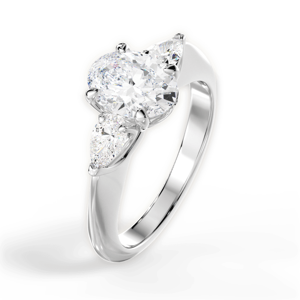 Kristin Oval Cut Lab Grown Diamond 14Kt White Gold Engagement Ring - View 3