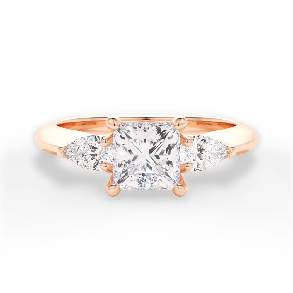 Kristin Princess Cut Lab Grown Diamond 18Kt Rose Gold Engagement Ring