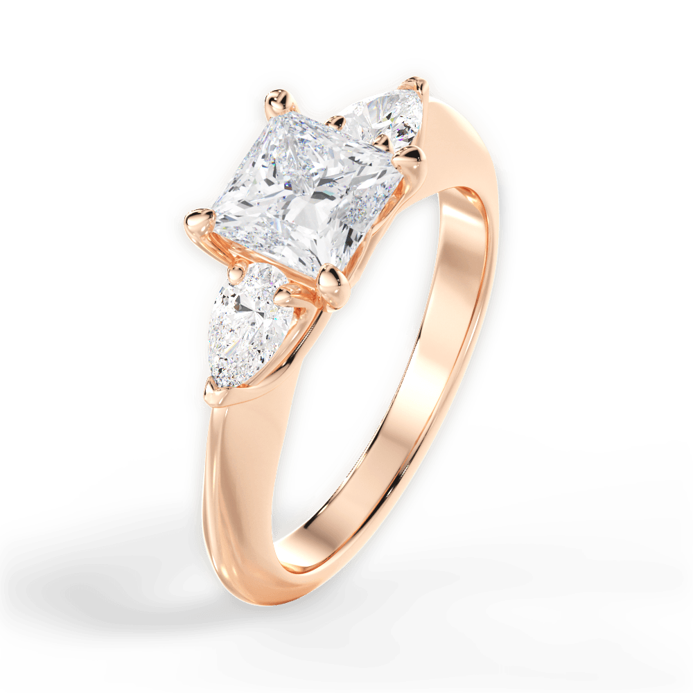 Kristin Princess Cut Lab Grown Diamond 18Kt Rose Gold Engagement Ring - View 3