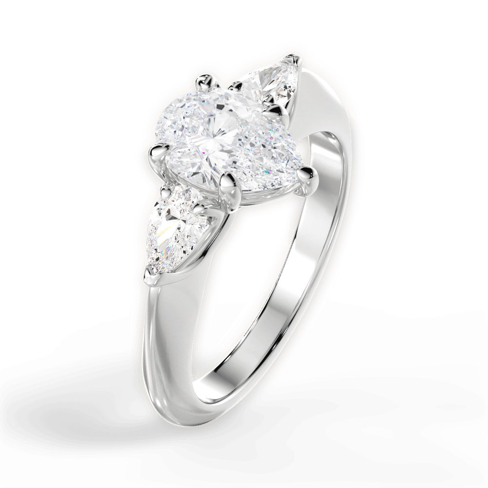 Kristin Pear Cut Lab Grown Diamond Platinum Engagement Ring - View 4
