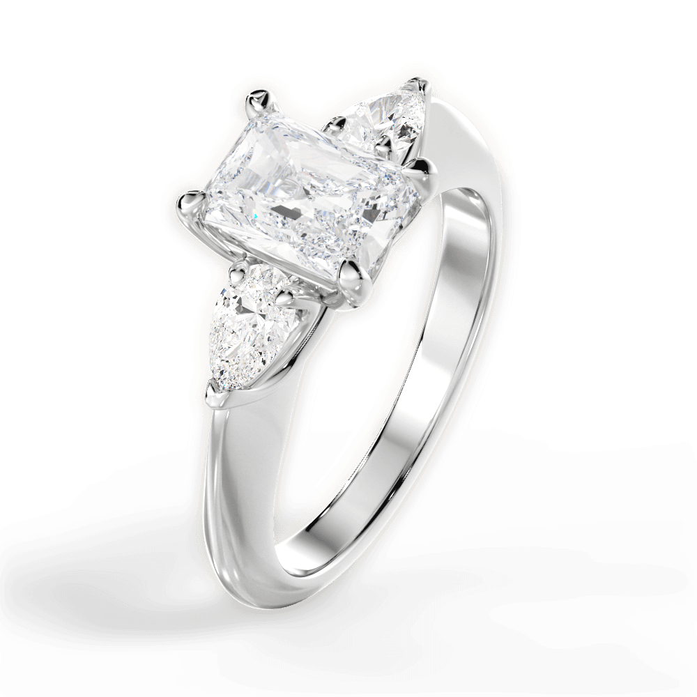 Kristin Radiant Cut Lab Grown Diamond 18Kt White Gold Engagement Ring - View 4