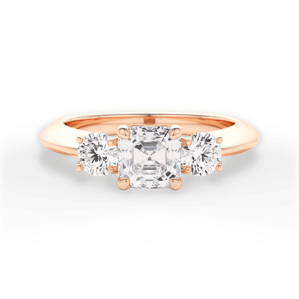 Kaitlin Asscher Cut Lab Grown Diamond 18Kt Rose Gold Engagement Ring