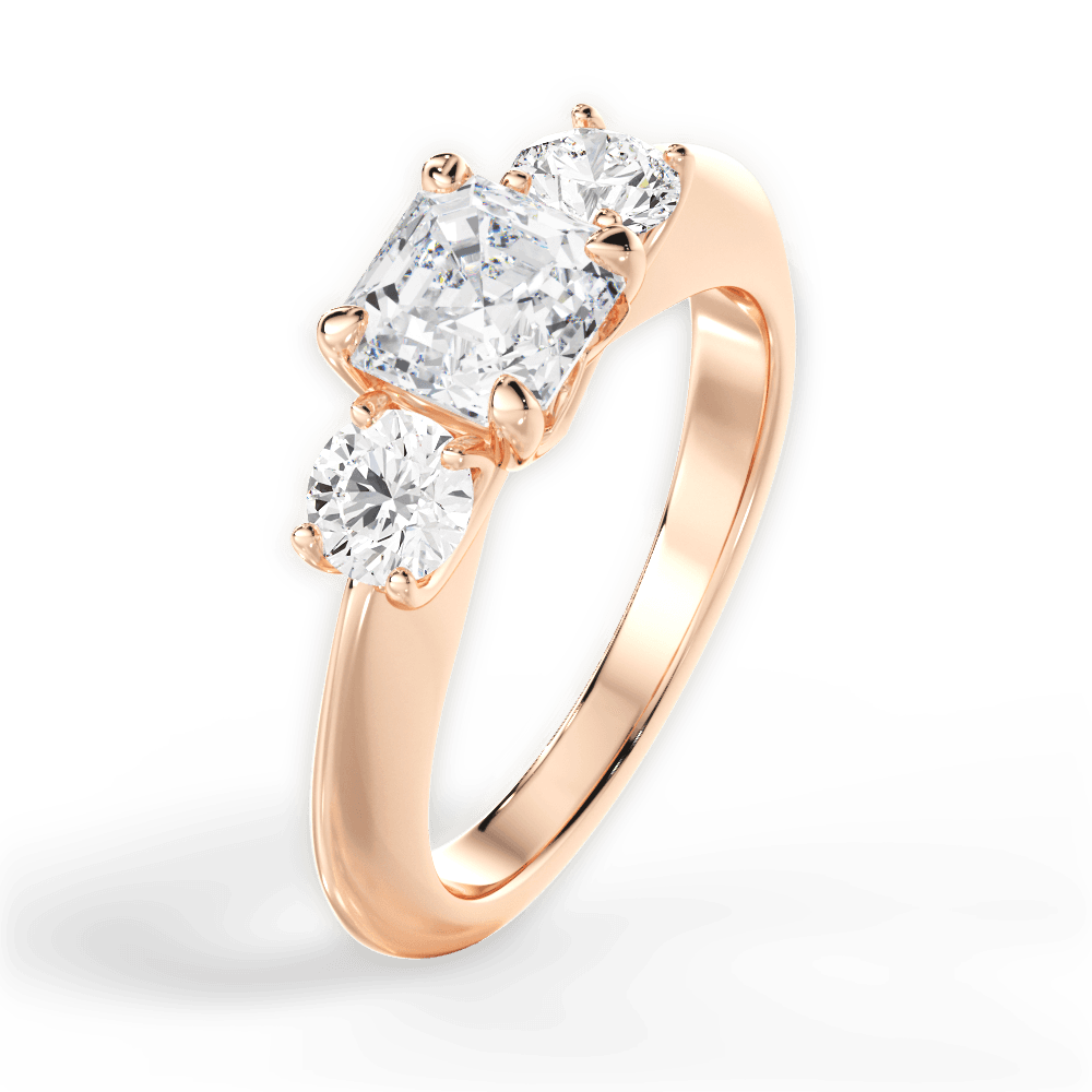 Kaitlin Asscher Cut Lab Grown Diamond 18Kt Rose Gold Engagement Ring - View 4