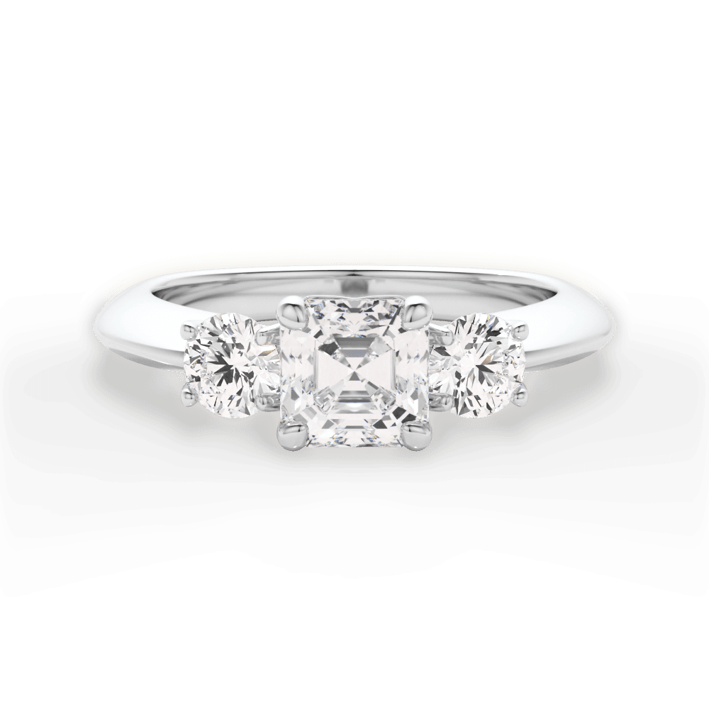 Kaitlin Asscher Cut Lab Grown Diamond Platinum Engagement Ring