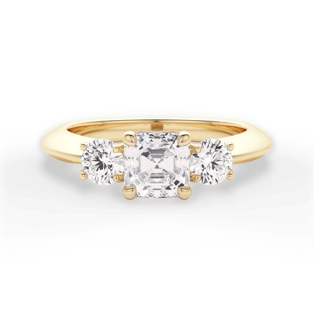 Kaitlin Asscher Cut Lab Grown Diamond 18Kt Yellow Gold Engagement Ring