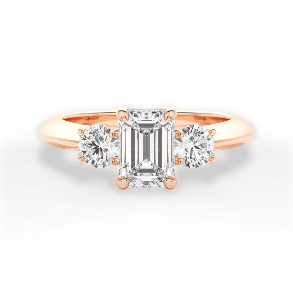 Kaitlin Emerald Cut Lab Grown Diamond 18Kt Rose Gold Engagement Ring
