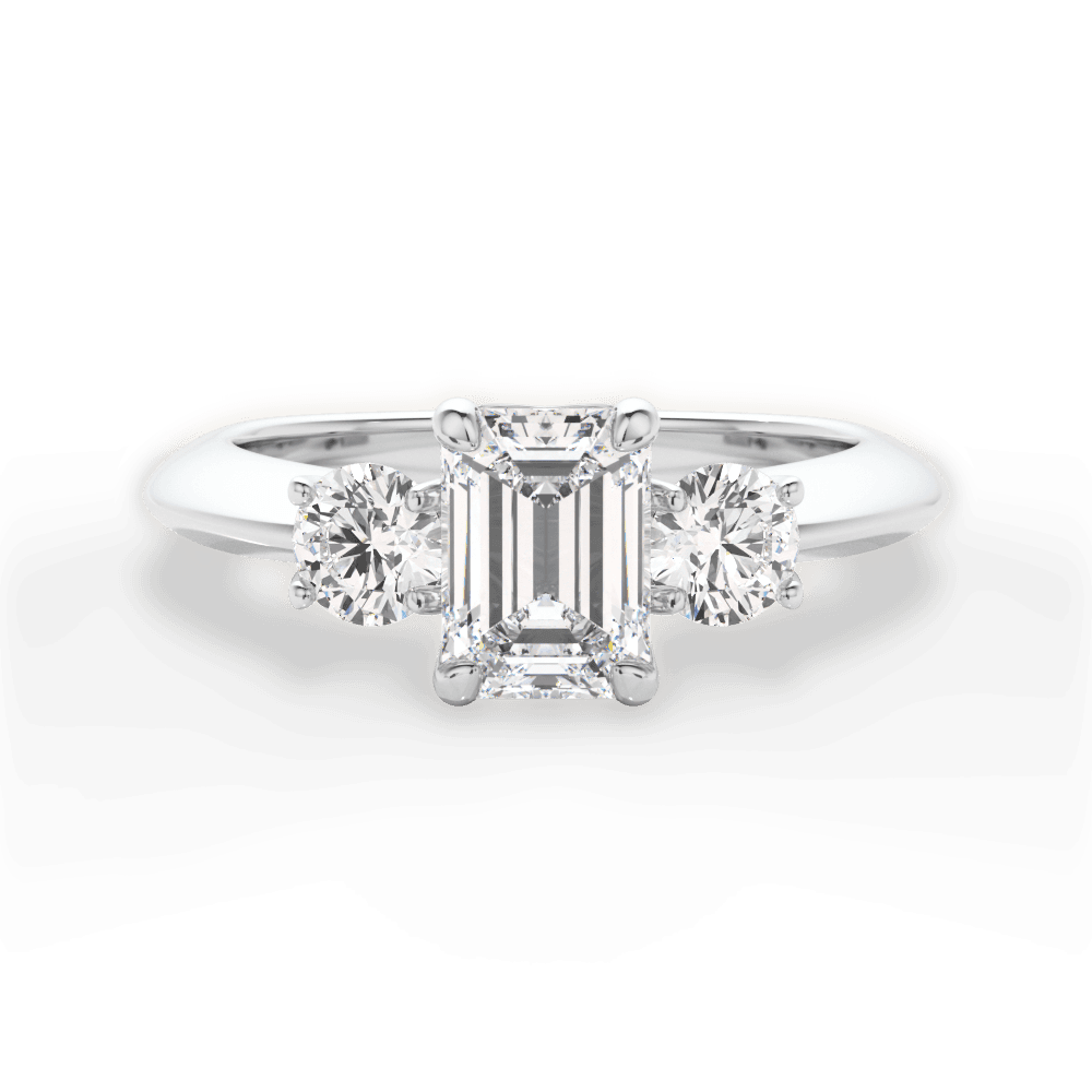 Kaitlin Emerald Cut Lab Grown Diamond 14Kt White Gold Engagement Ring