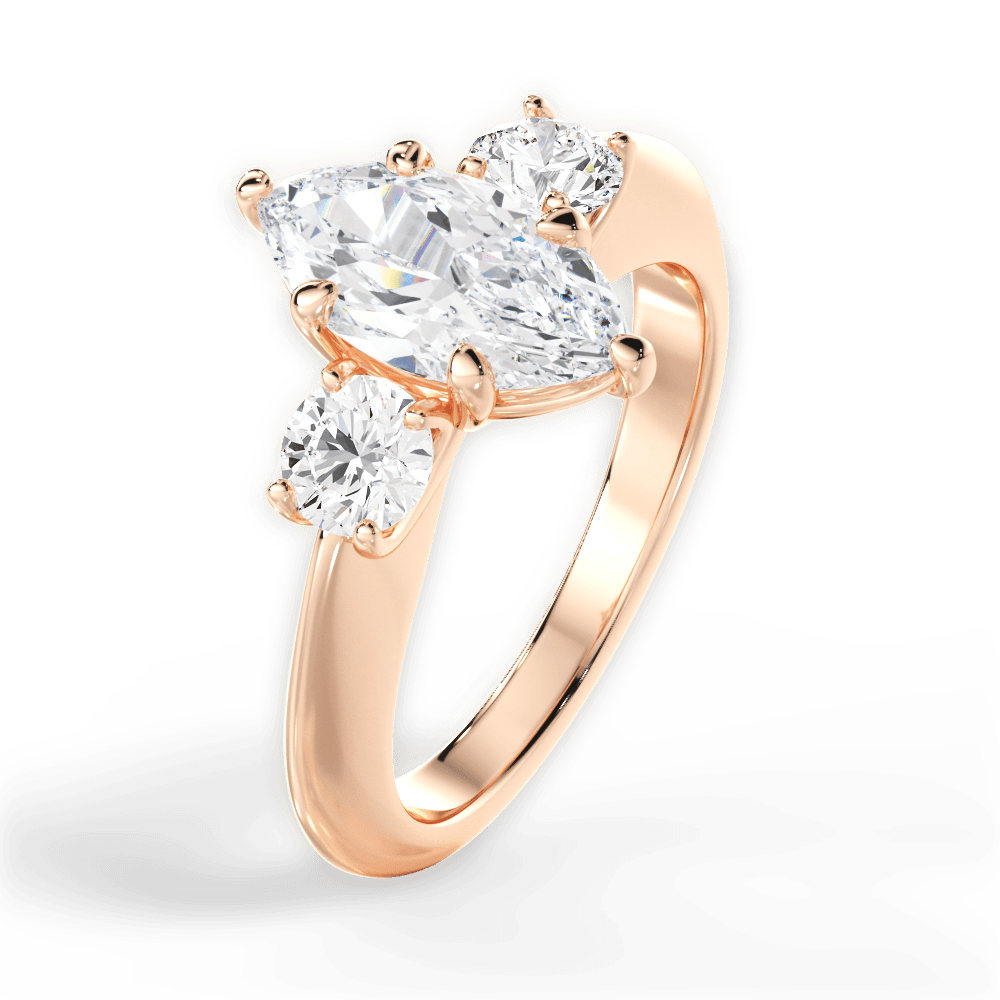 Kaitlin Marquise Cut Lab Grown Diamond 18Kt Rose Gold Engagement Ring - View 3