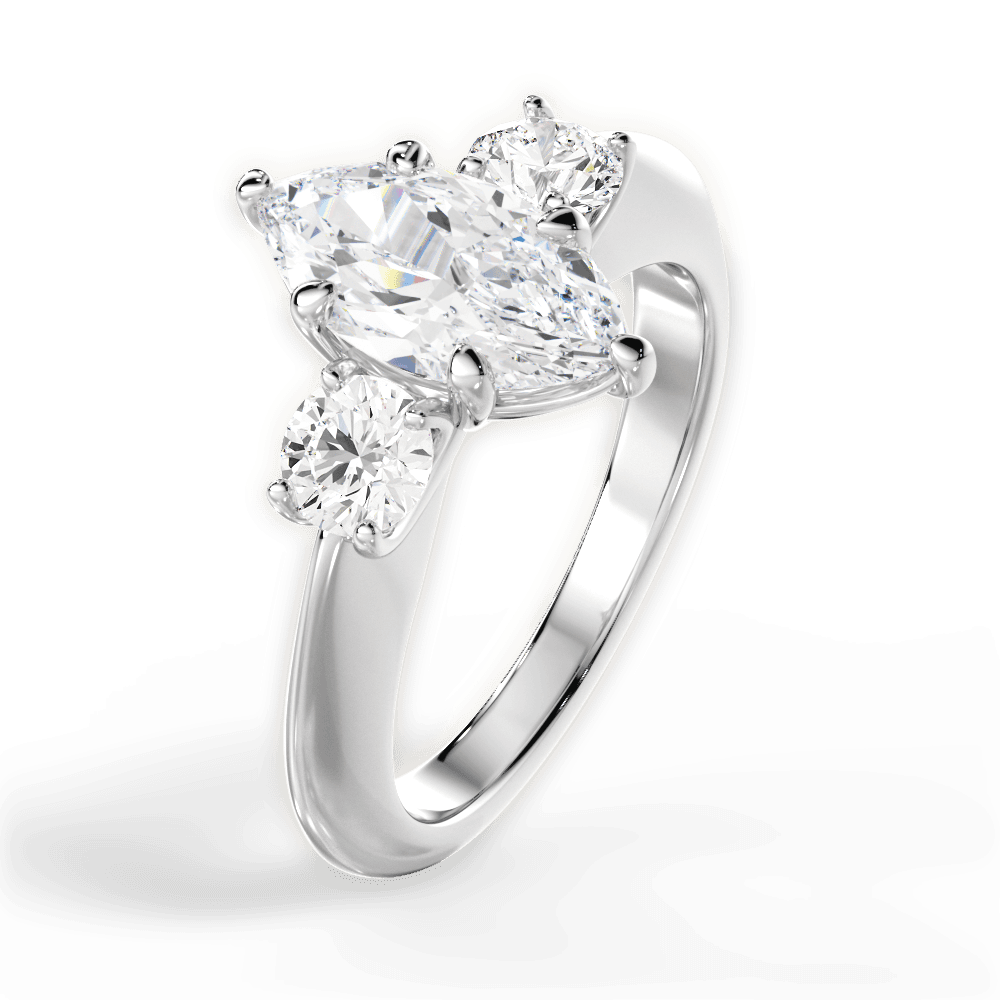 Kaitlin Marquise Cut Lab Grown Diamond 14Kt White Gold Engagement Ring - View 3