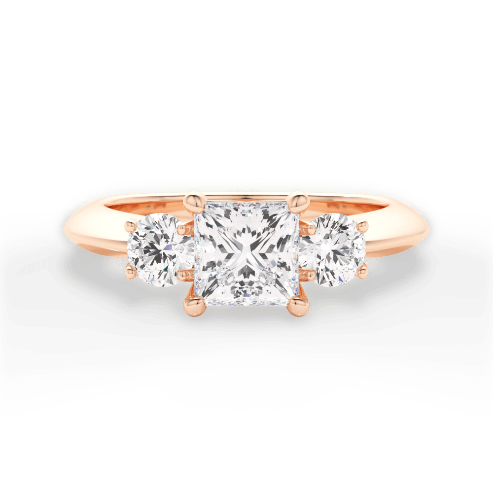 Kaitlin Princess Cut Lab Grown Diamond 18Kt Rose Gold Engagement Ring