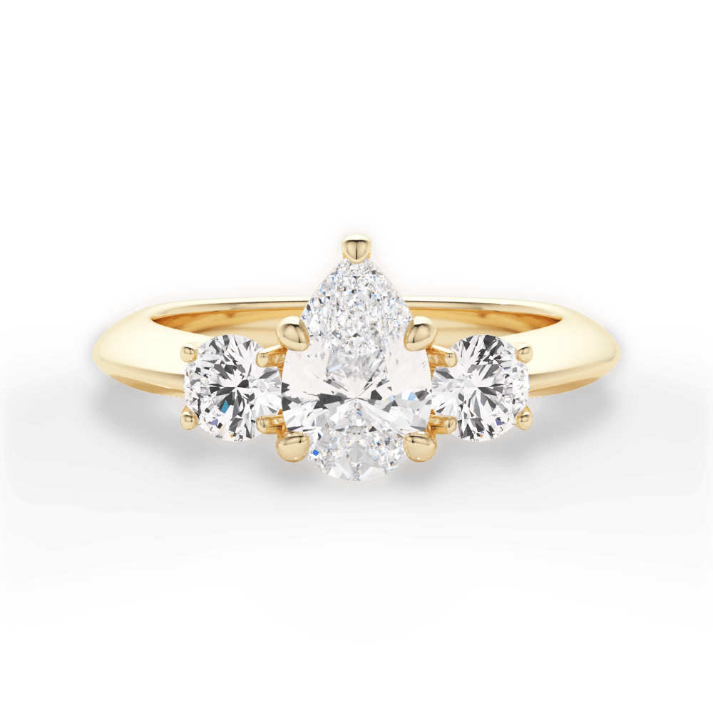 Kaitlin Pear Cut Lab Grown Diamond 18Kt Yellow Gold Engagement Ring