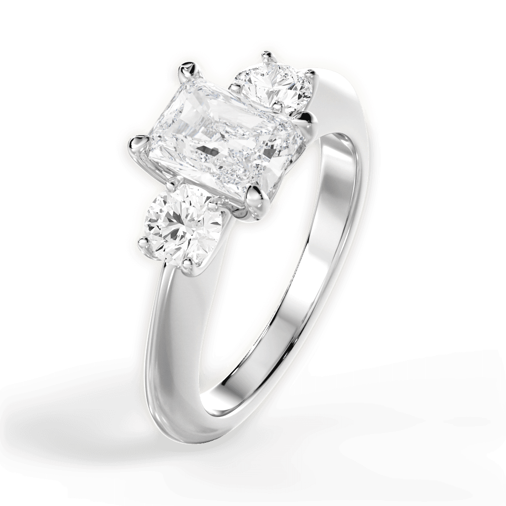 Kaitlin Radiant Cut Lab Grown Diamond Platinum Engagement Ring - View 3