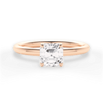 Audrey Asscher Cut Lab Grown Diamond 18Kt Rose Gold Engagement Ring