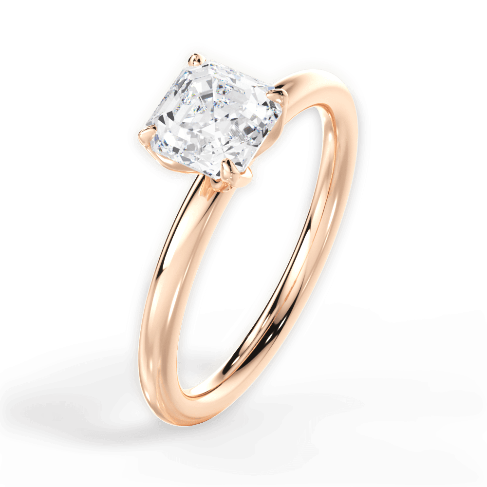 Audrey Asscher Cut Lab Grown Diamond 18Kt Rose Gold Engagement Ring - View 4