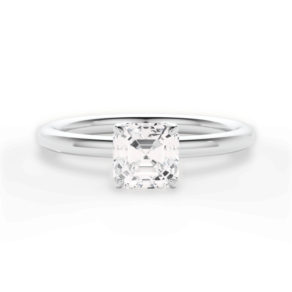 Audrey Asscher Cut Lab Grown Diamond 18Kt White Gold Engagement Ring