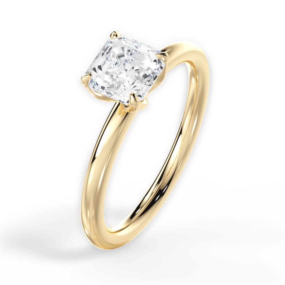 Audrey Asscher Cut Lab Grown Diamond 18Kt Yellow Gold Engagement Ring - View 4