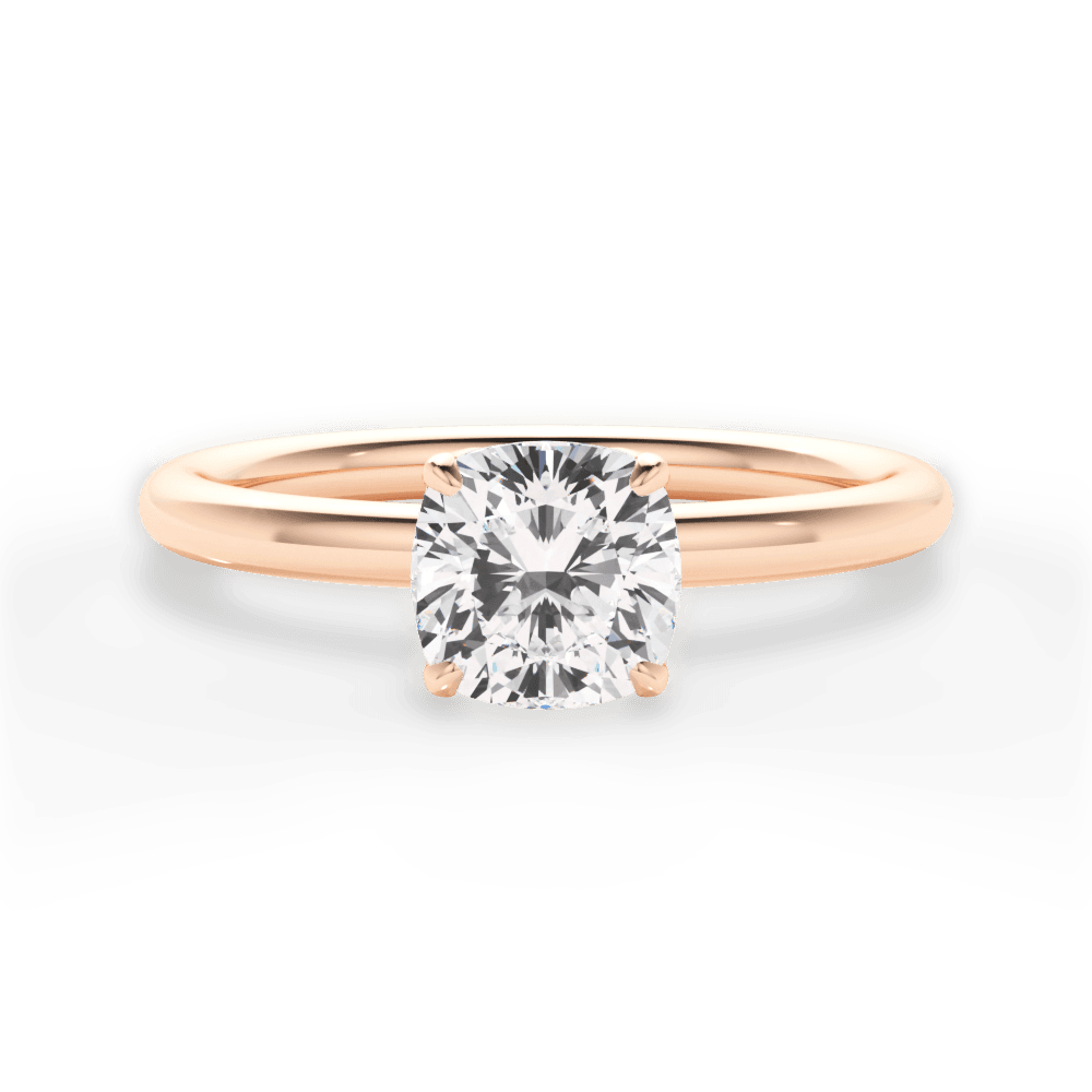 Audrey Cushion Cut Lab Grown Diamond 18Kt Rose Gold Engagement Ring