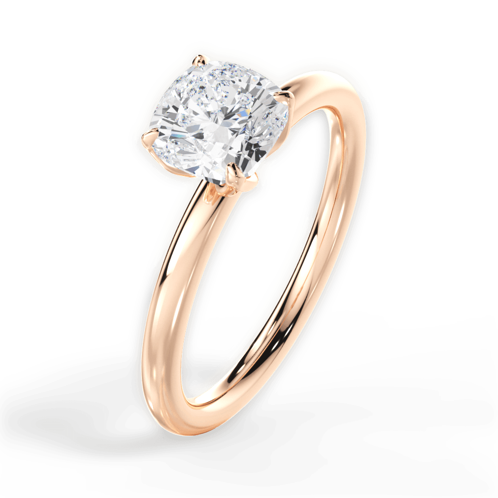 Audrey Cushion Cut Lab Grown Diamond 18Kt Rose Gold Engagement Ring - View 2