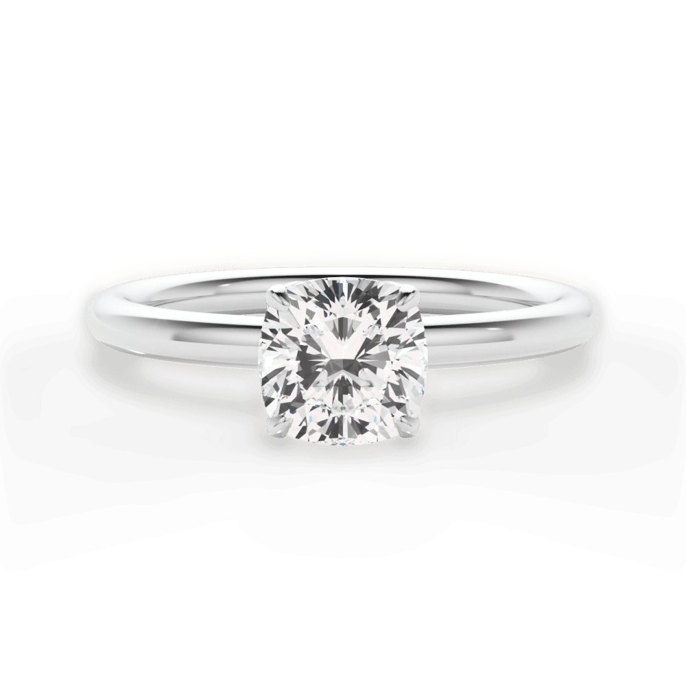 Audrey Cushion Cut Lab Grown Diamond 18Kt White Gold Engagement Ring