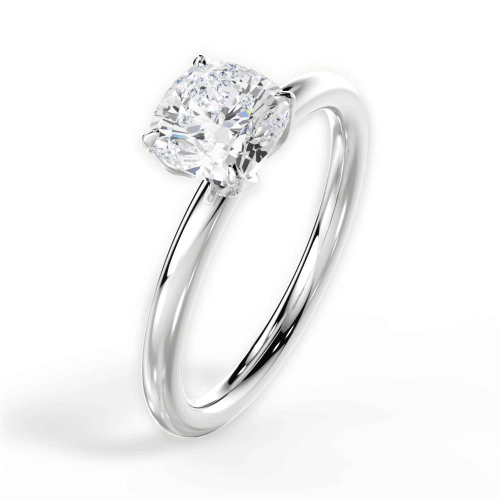 Audrey Cushion Cut Lab Grown Diamond Platinum Engagement Ring - View 4