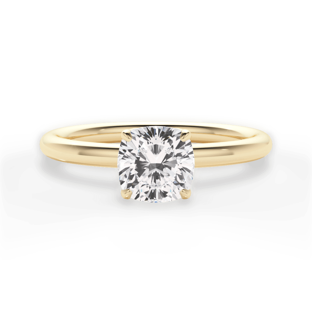 Audrey Cushion Cut Lab Grown Diamond 18Kt Yellow Gold Engagement Ring