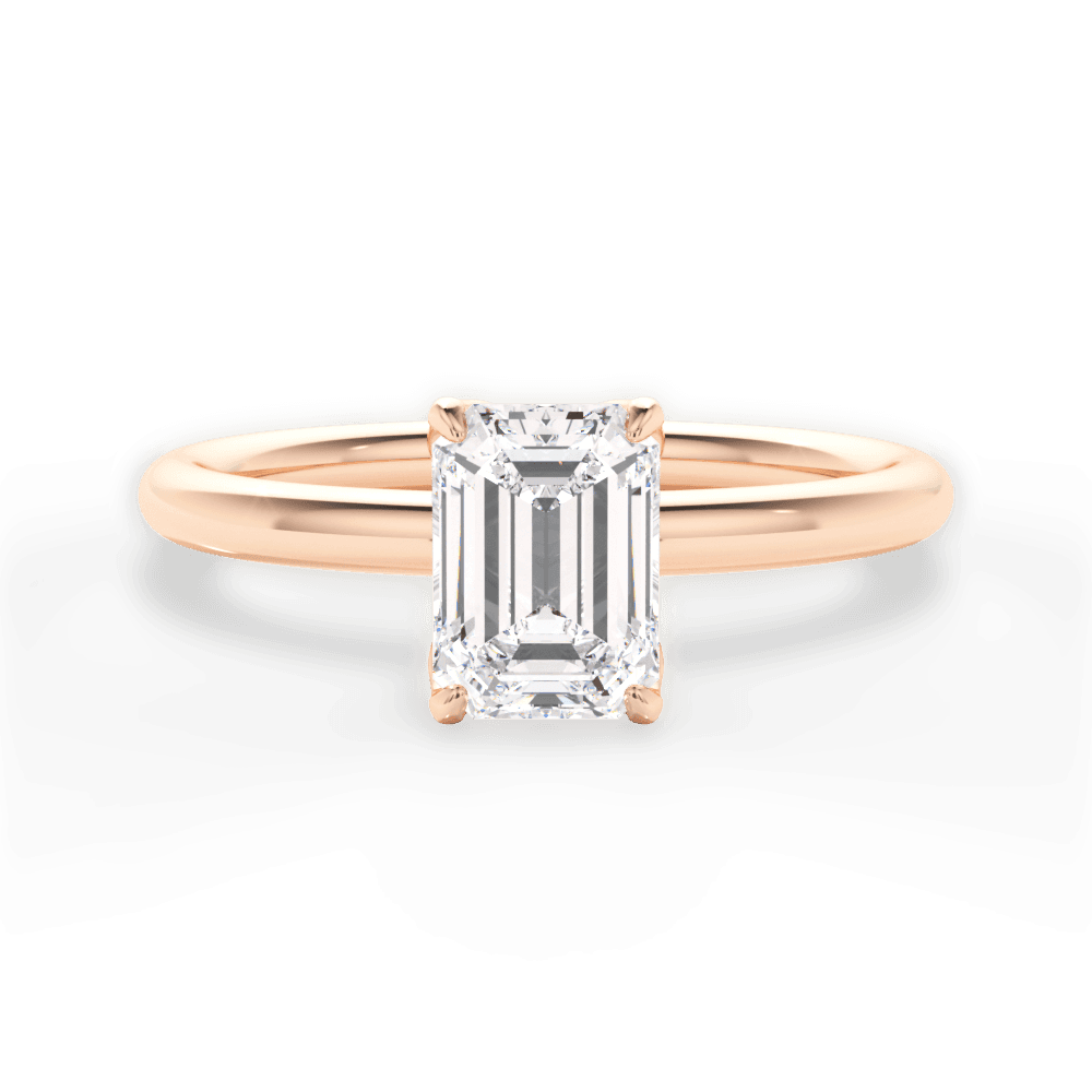 Audrey Emerald Cut Lab Grown Diamond 18Kt Rose Gold Engagement Ring