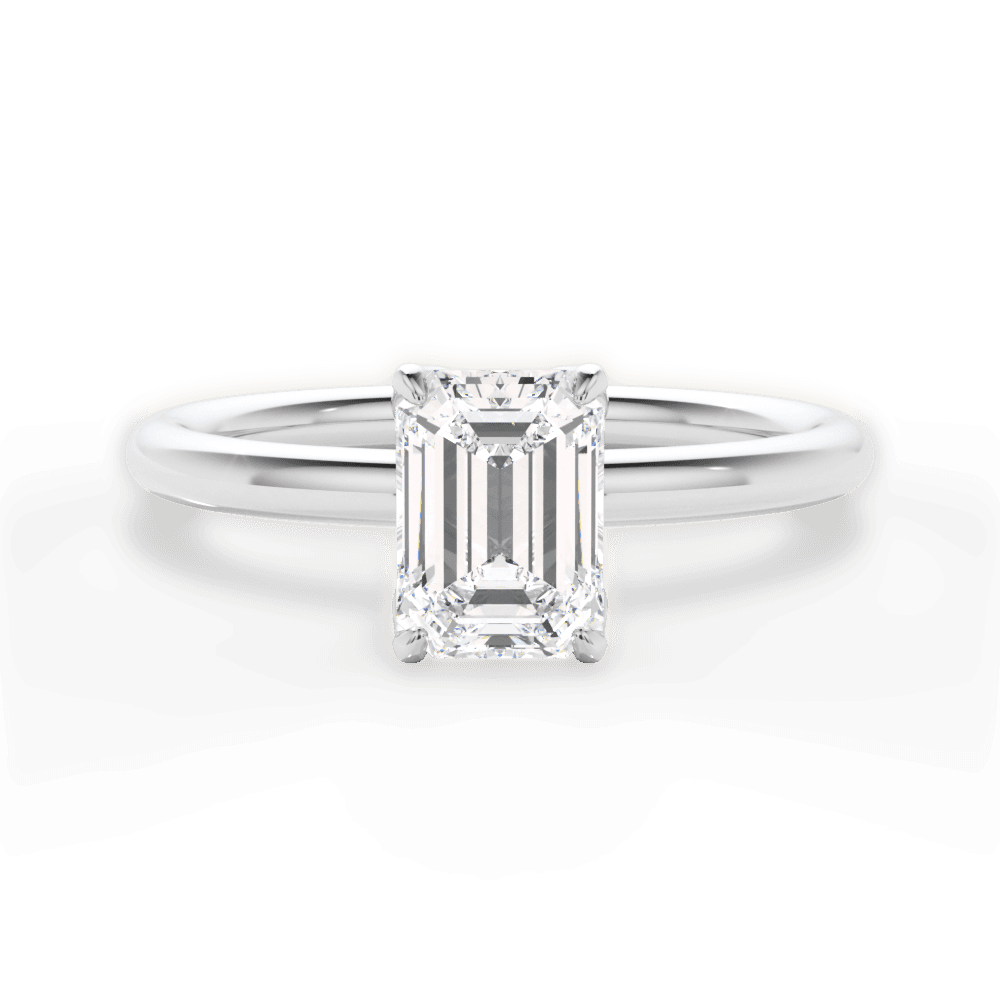 Audrey Emerald Cut Lab Grown Diamond 14Kt White Gold Engagement Ring