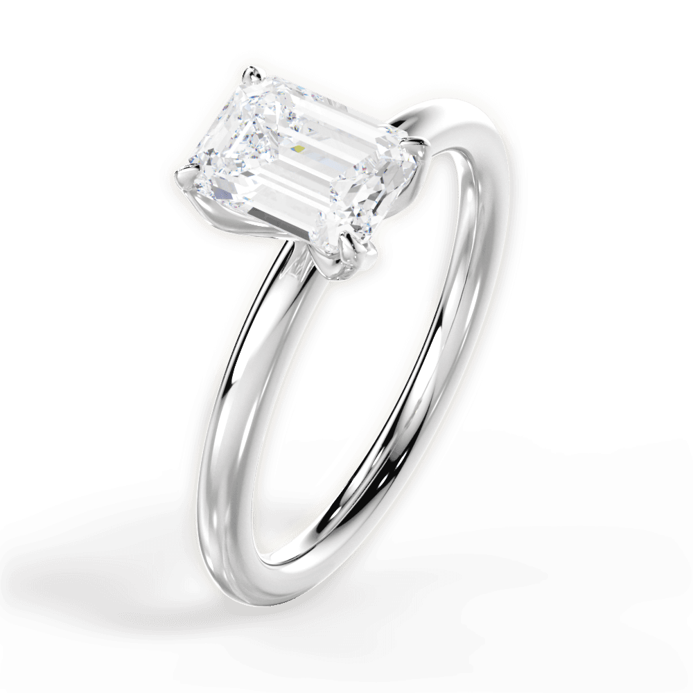 Audrey Emerald Cut Lab Grown Diamond Platinum Engagement Ring - View 3