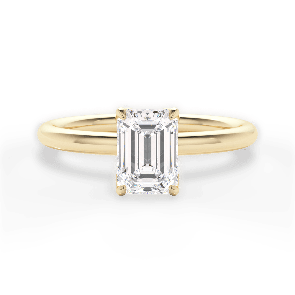 Audrey Emerald Cut Lab Grown Diamond 18Kt Yellow Gold Engagement Ring