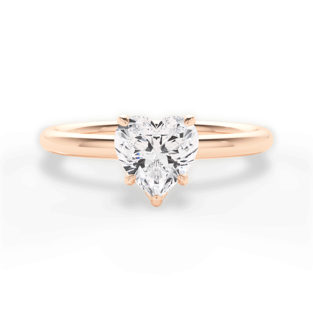 Audrey Heart Cut Lab Grown Diamond 18Kt Rose Gold Engagement Ring