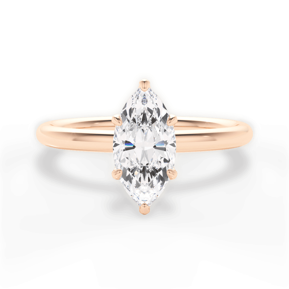 Audrey Marquise Cut Lab Grown Diamond 18Kt Rose Gold Engagement Ring