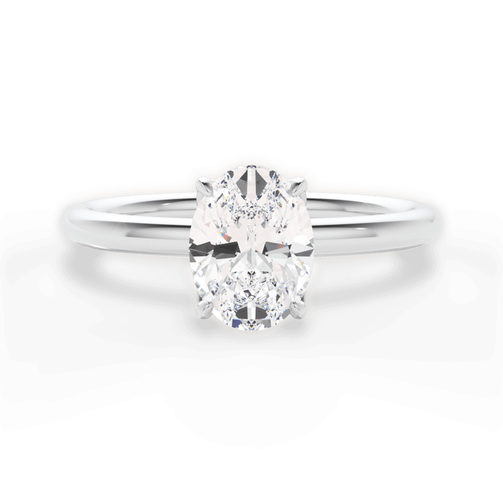 Audrey Oval Cut Lab Grown Diamond 14Kt White Gold Engagement Ring