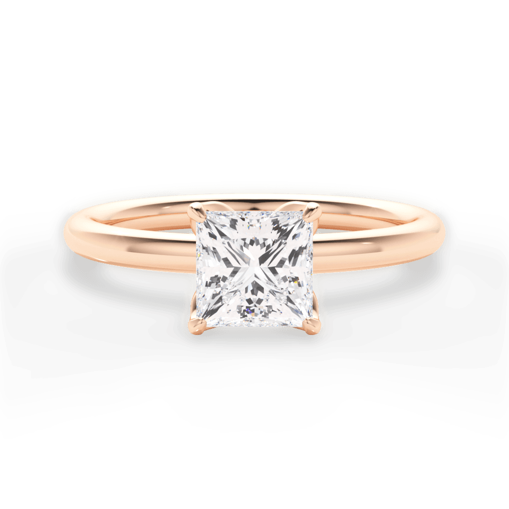 Audrey Princess Cut Lab Grown Diamond 18Kt Rose Gold Engagement Ring