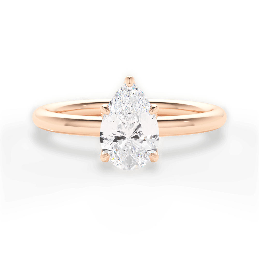 Audrey Pear Cut Lab Grown Diamond 18Kt Rose Gold Engagement Ring