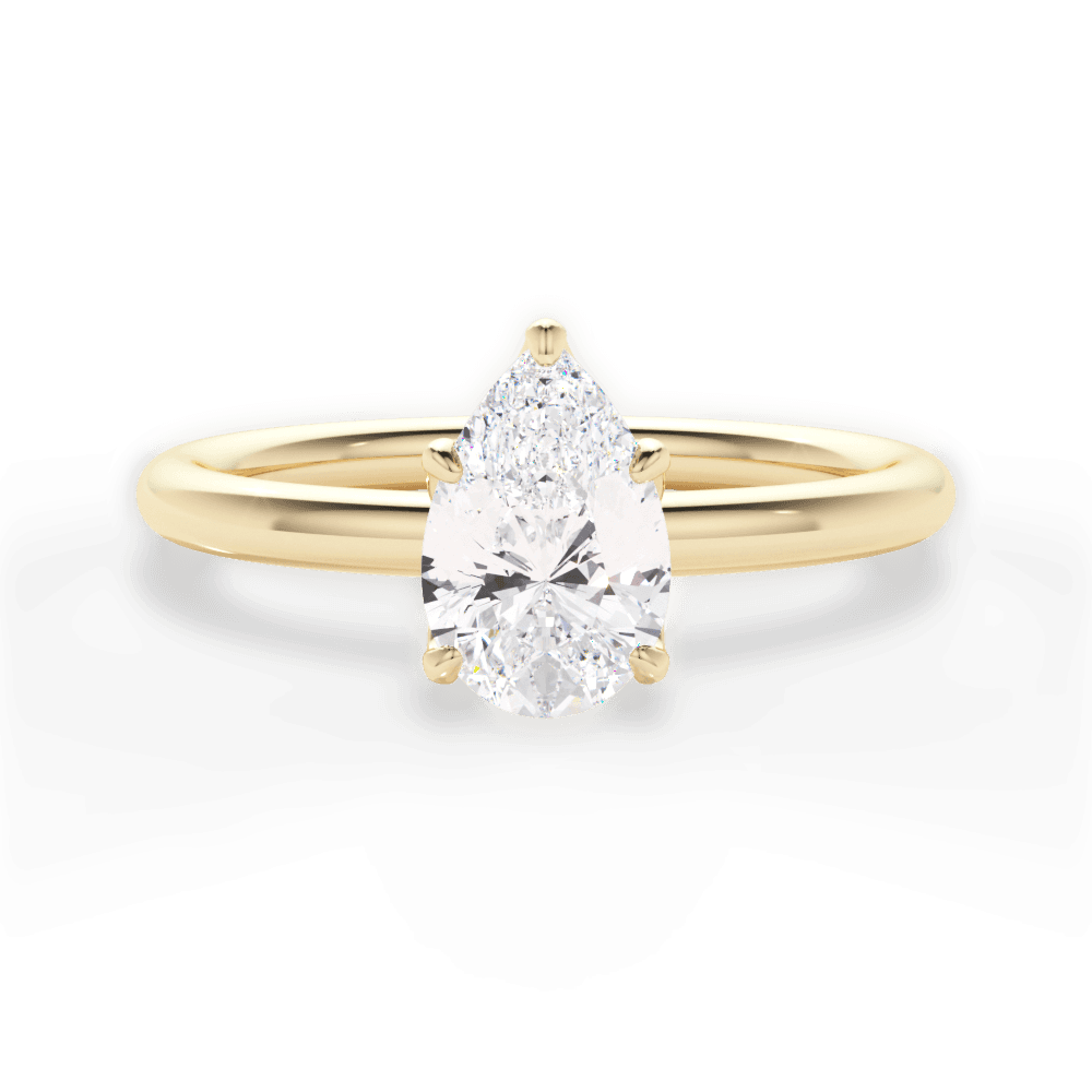 Audrey Pear Cut Lab Grown Diamond 18Kt Yellow Gold Engagement Ring