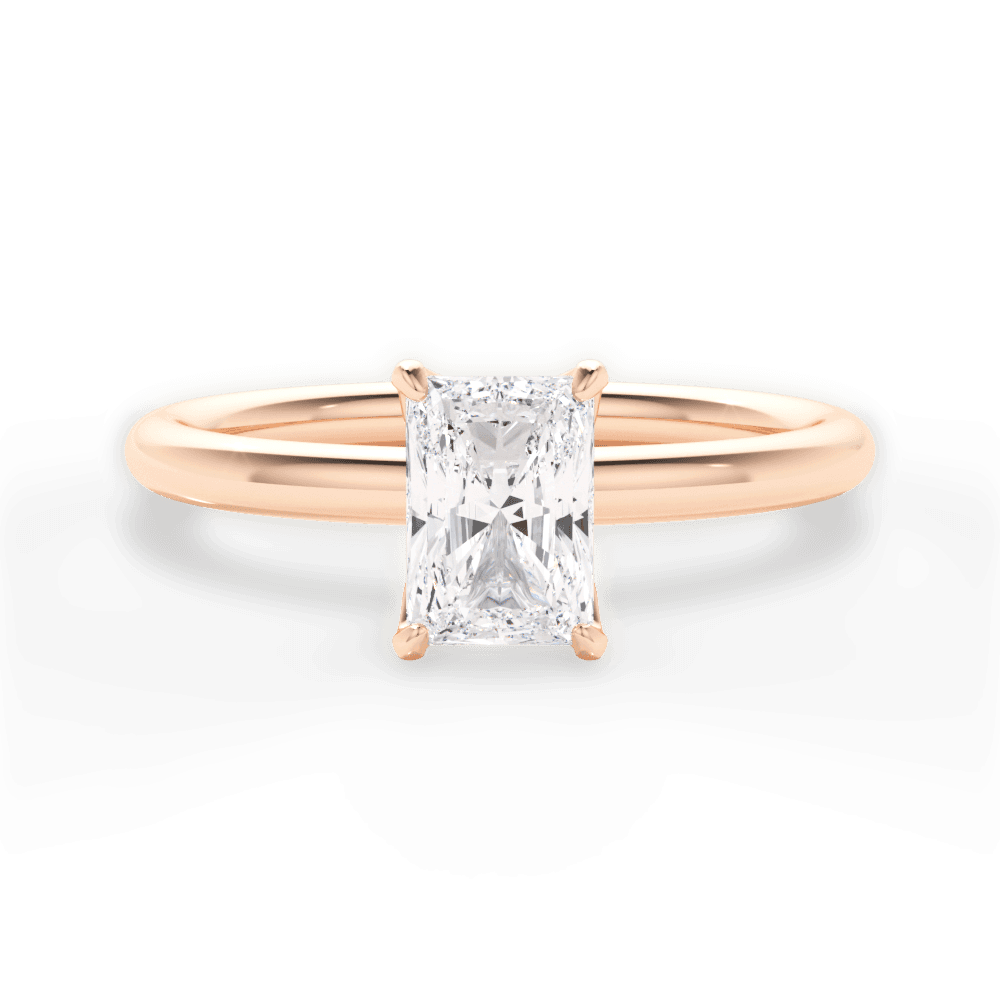 Audrey Radiant Cut Lab Grown Diamond 18Kt Rose Gold Engagement Ring