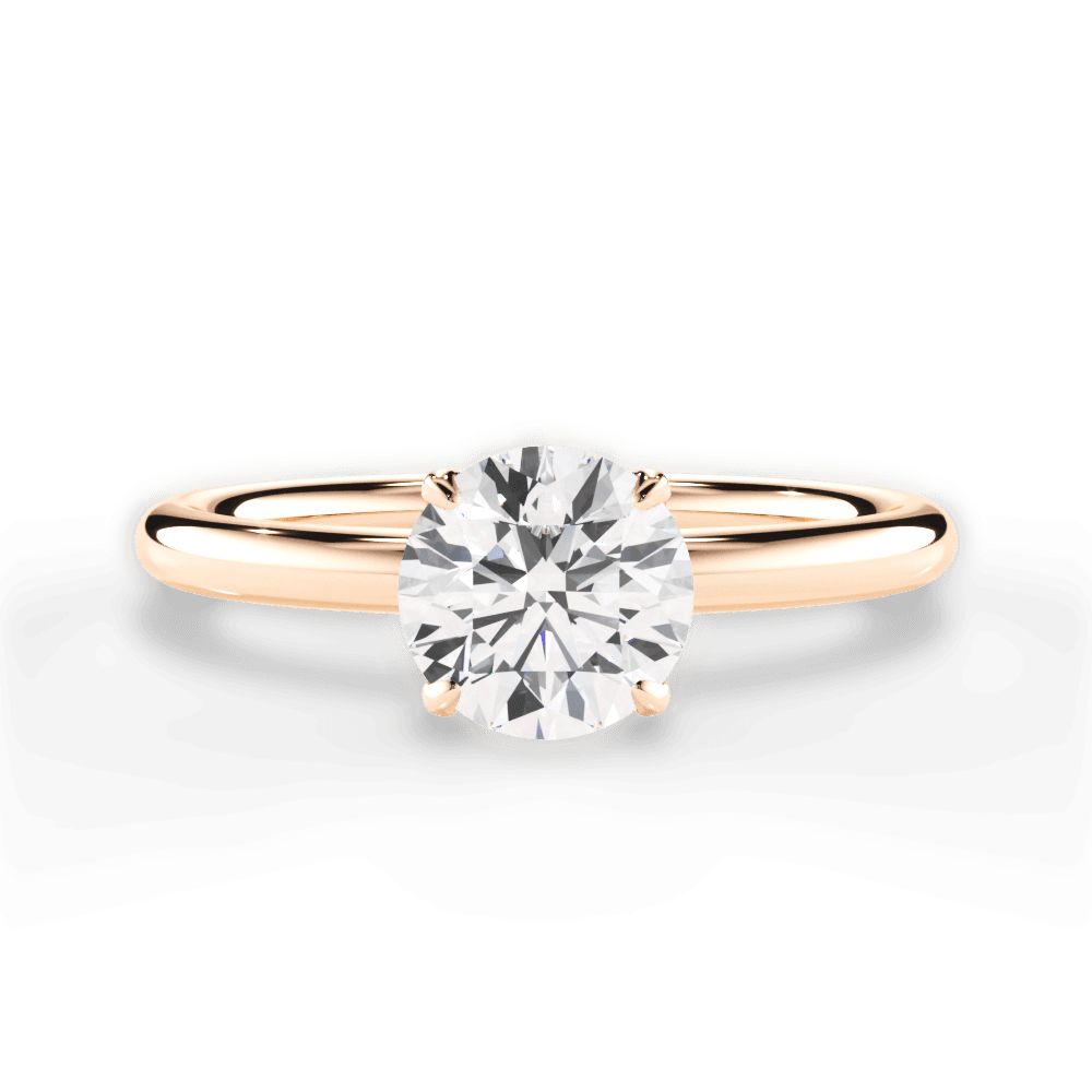 Audrey Round Cut Lab Grown Diamond 18Kt Rose Gold Engagement Ring