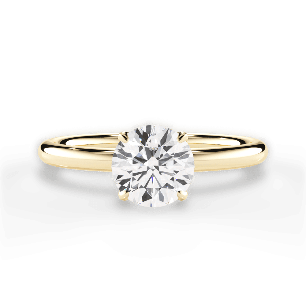 Audrey Round Cut Lab Grown Diamond 18Kt Yellow Gold Engagement Ring